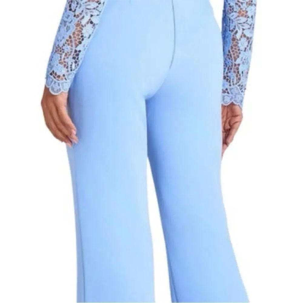 NADINE MERABI Maddie Lace Long Sleeve Wide Leg Jumpsuit sz 2 - Picture 2 of 5
